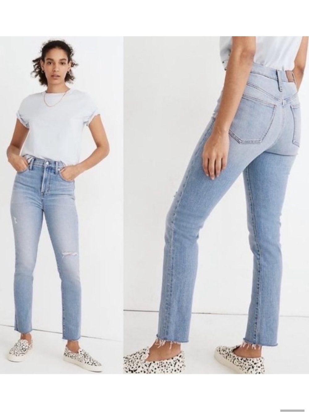 Madewell The Perfect Vintage Jean Straight Leg Distressed Medium Blue Wash Jeans